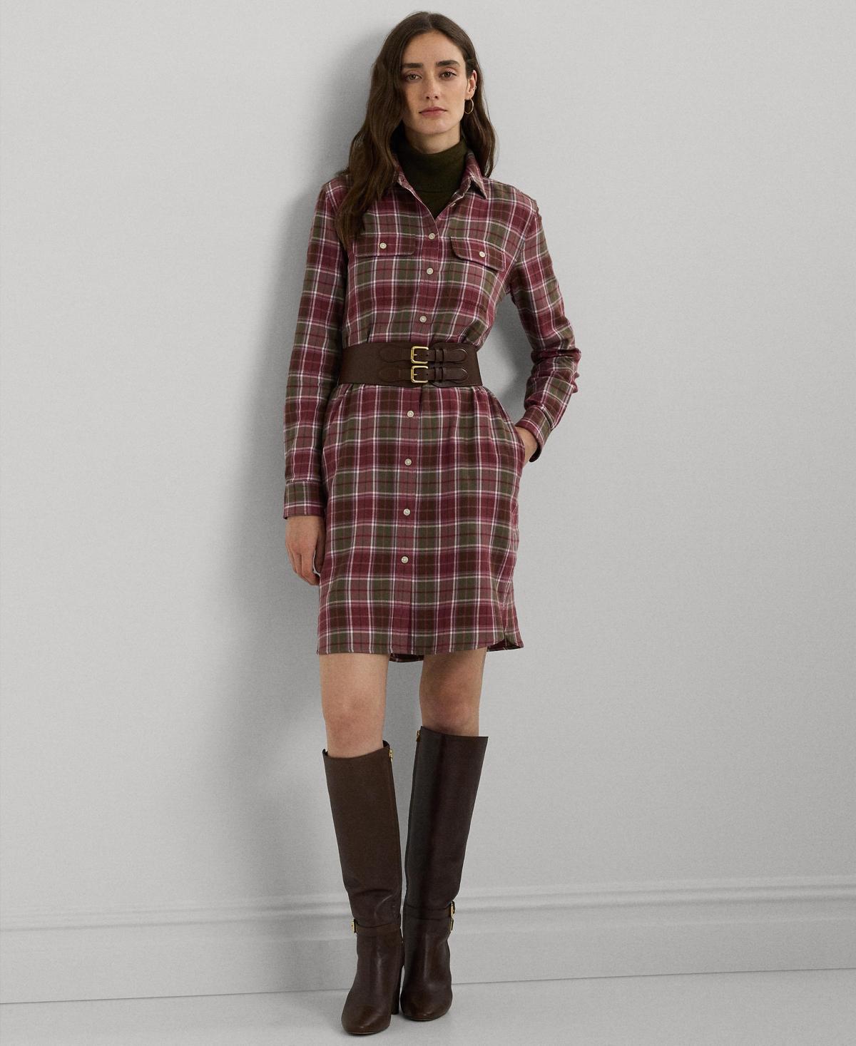 Lauren Ralph Lauren Womens Checked Plaid Shirtdress Product Image