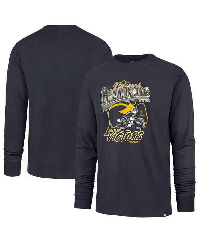 Mens 47 Brand Navy Michigan Wolverines College Football Playoff 2023 National Champions State Outline Franklin Long Sleeve T-shirt Product Image