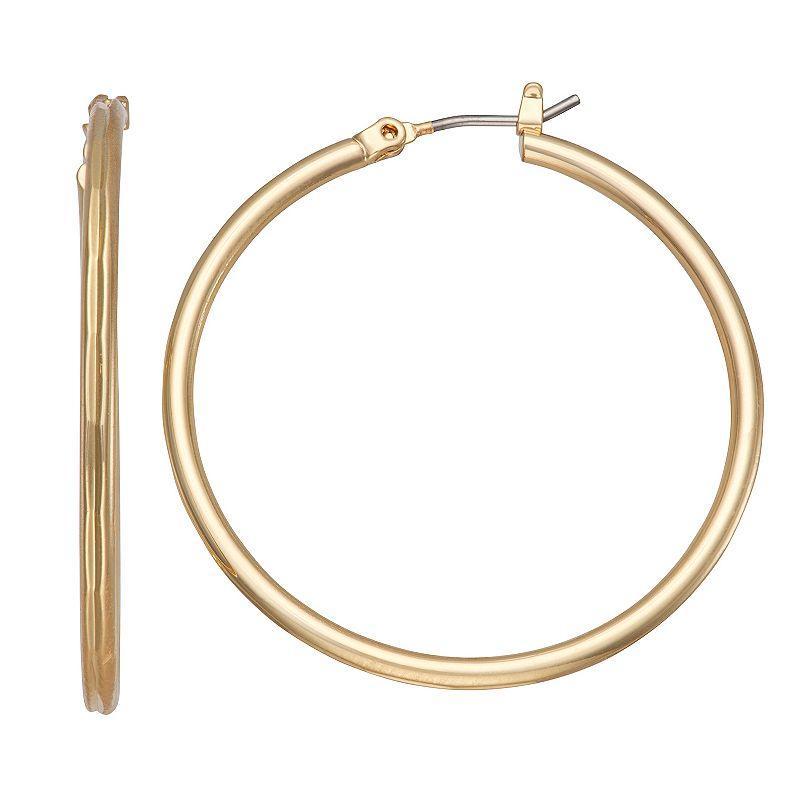 Napier Gold Tone 37 mm Thin Hoop Earrings, Womens Product Image