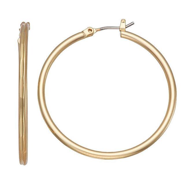 Napier Gold Tone 37 mm Thin Hoop Earrings, Womens Product Image