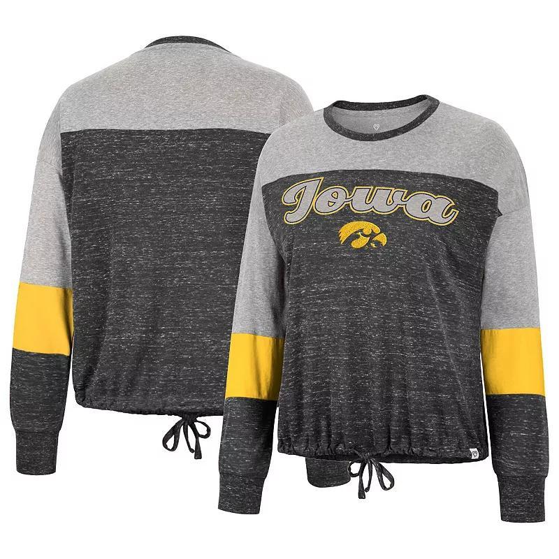 Womens Colosseum Black Iowa Hawkeyes Joanna Tie Front Long Sleeve T-shirt Product Image