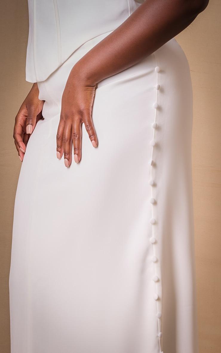 Premium Plus White Woven Button Detail Maxi Skirt Product Image