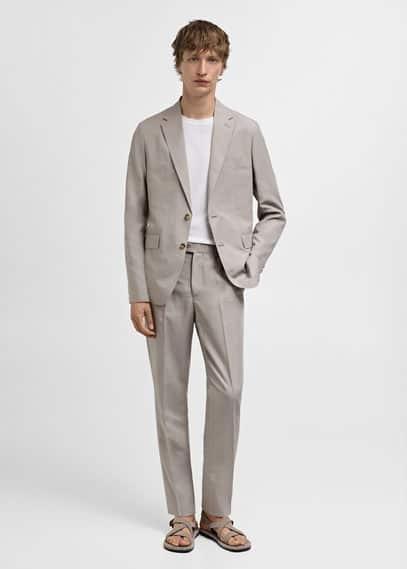 Slim-fit linen-blend suit blazer - Men | MANGO USA Product Image