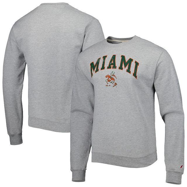 Mens League Collegiate Wear Gray Miami Hurricanes 1965 Arch Essential Lightweight Pullover Sweatshirt Product Image