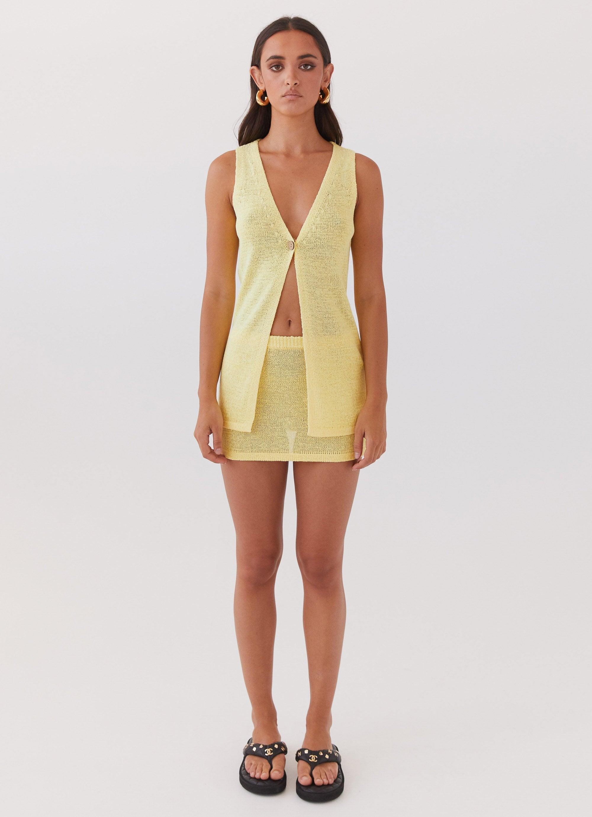 Capri Glow Knit Mini Skirt - Canary Product Image