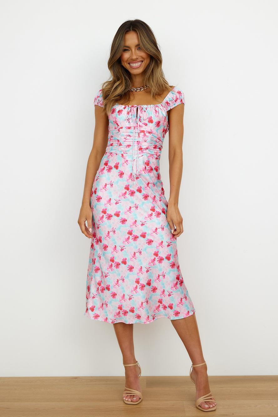 Feel My Rhythm Midi Dress Pink Product Image