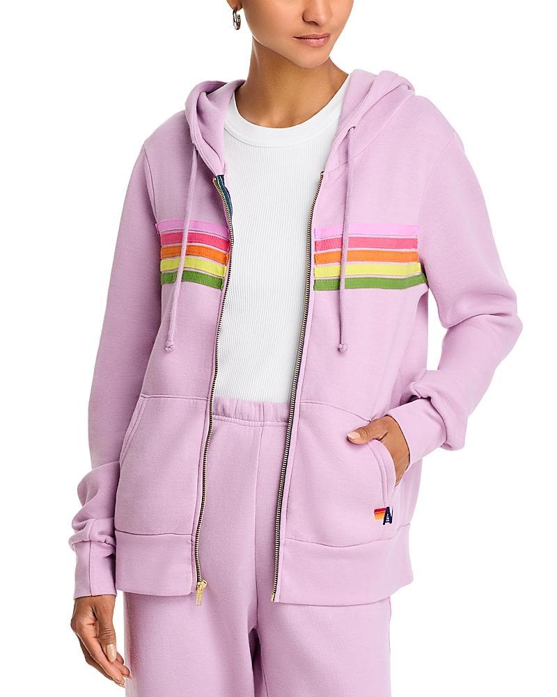 Aviator Nation 5 Stripe Zip Hoodie in Grey. - size L (also in XS, S, M, XL) Product Image