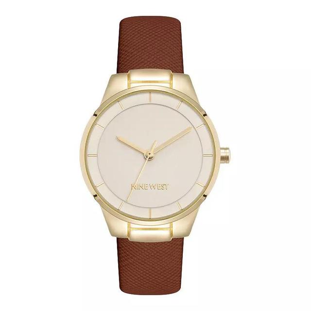 Nine West Womens Gold Tone Honey Strap Watch, Brown Product Image