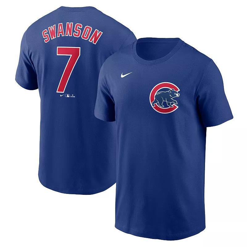 Mens Nike Dansby Swanson Royal Chicago Cubs Fuse Name & Number T-Shirt Product Image