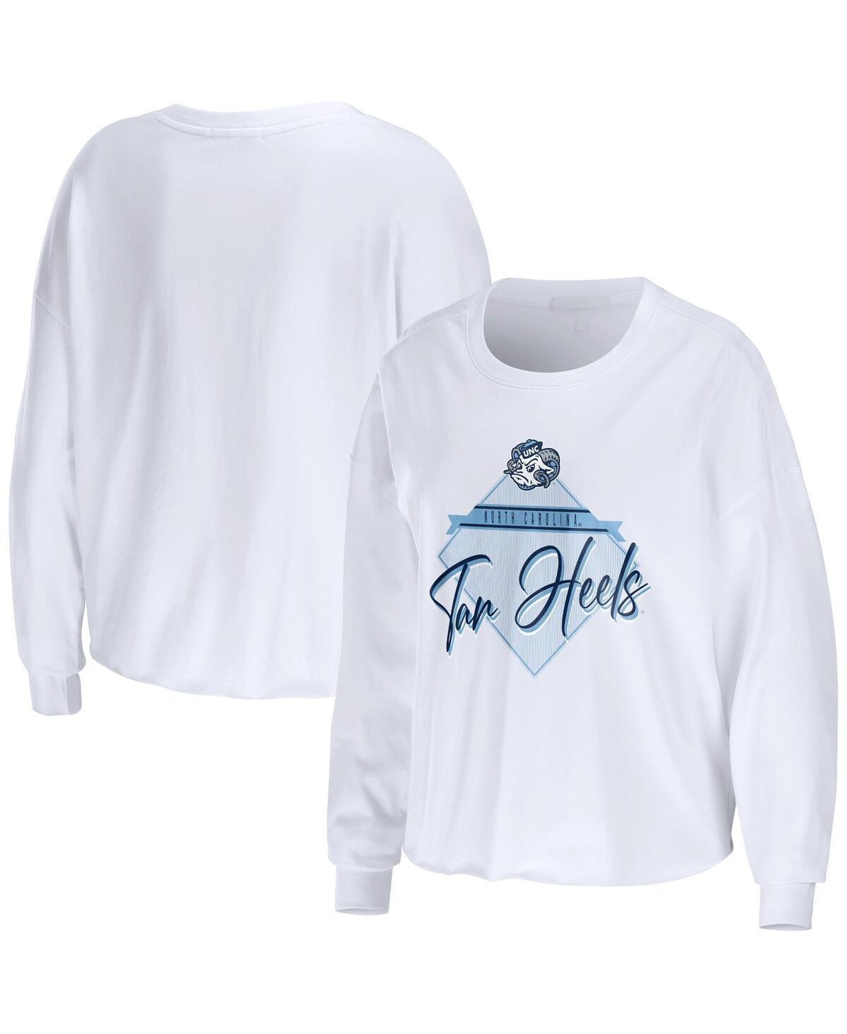 Womens WEAR by Erin Andrews North Carolina Tar Heels Diamond Long Sleeve Cropped T-Shirt Product Image