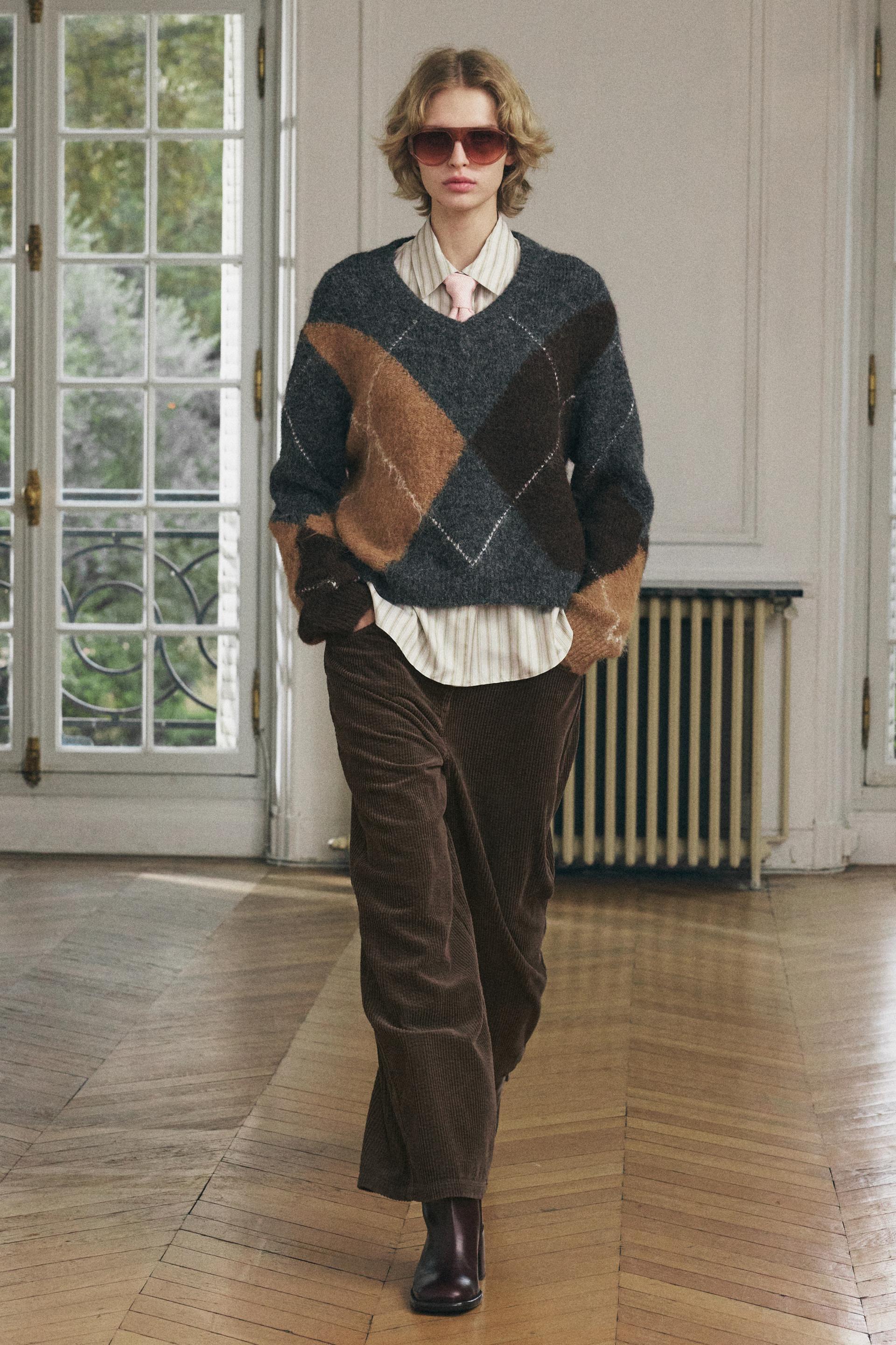 KNIT ARGYLE SWEATER Product Image