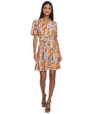 Women's Printed Belted A-Line Dress Product Image