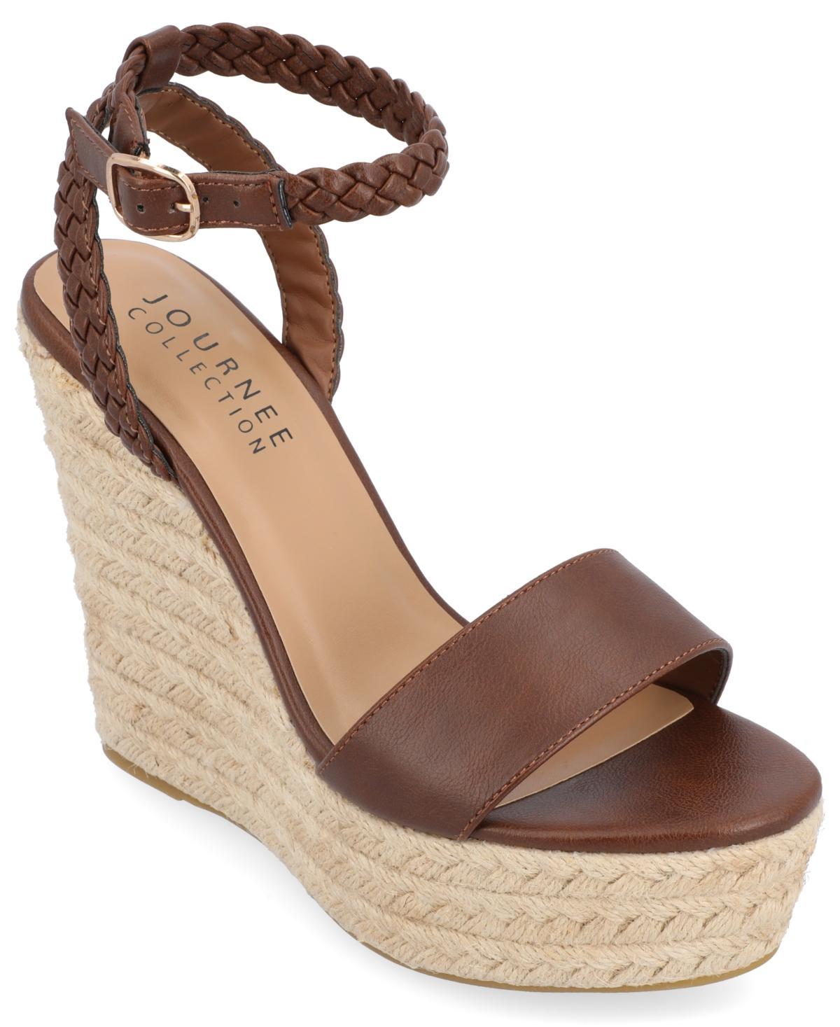 Journee Collection Andiah Womens Wedge Slide Sandals Brown Product Image