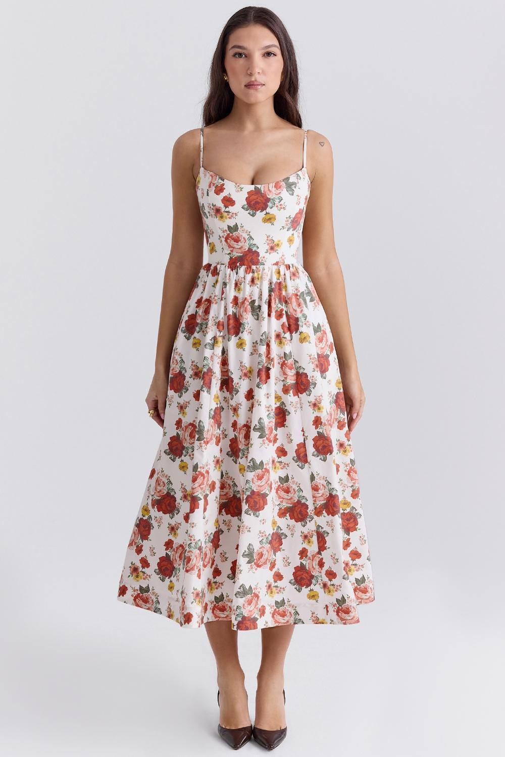 Lolita Italian Rose Print Cotton Corset Sundress Product Image