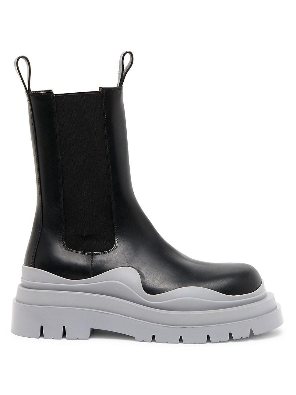 Mens Contrast-Sole Leather Tire Boots Product Image