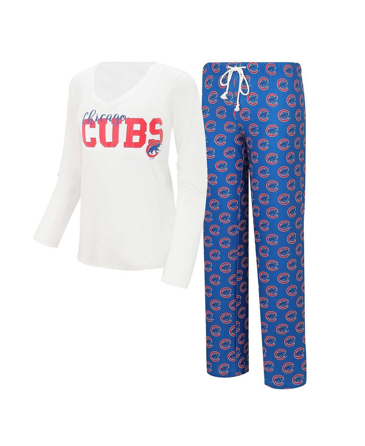 Womens Concepts Sport /Royal Chicago Cubs Long Sleeve V-Neck T-Shirt & Gauge Pants Sleep Set Product Image