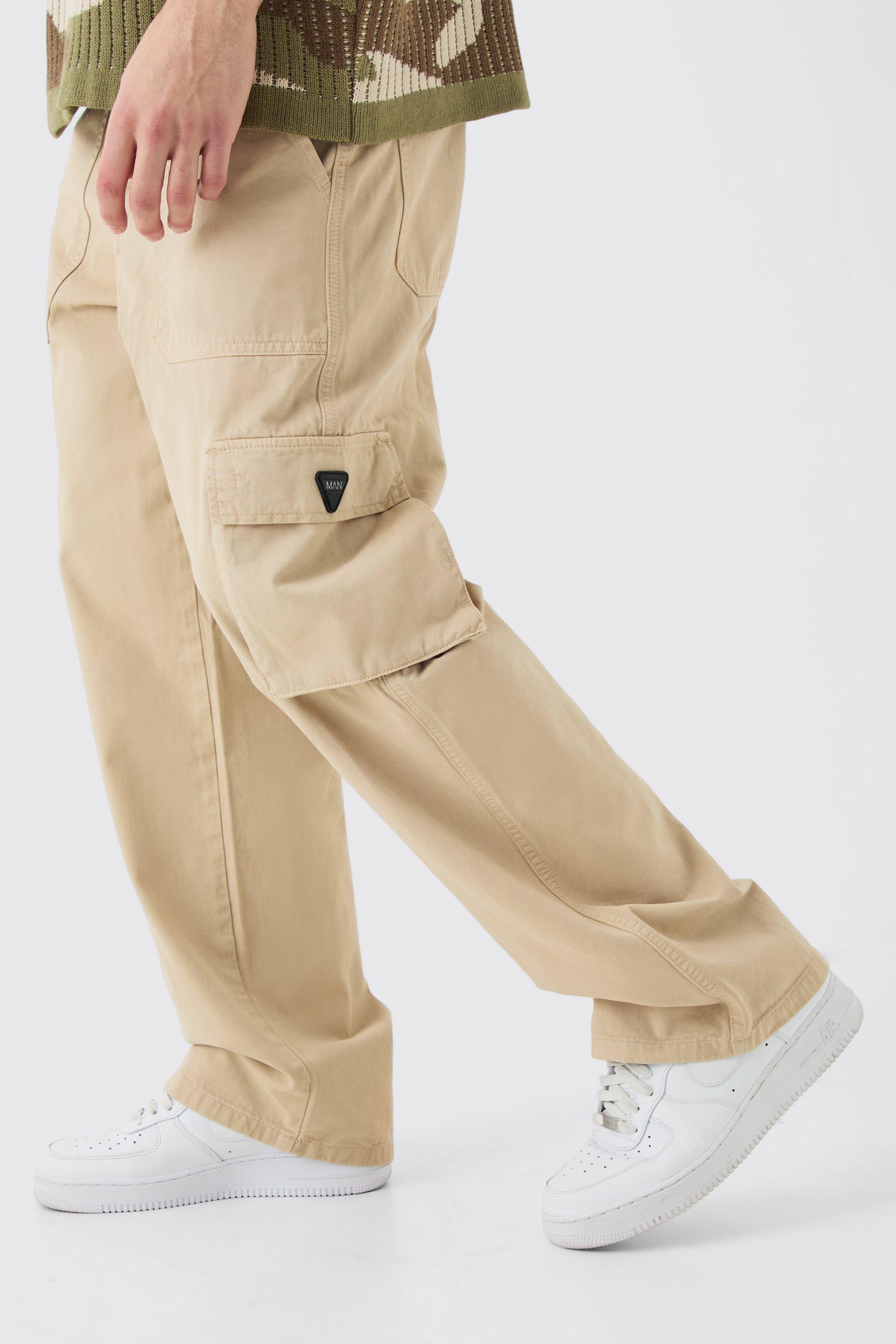 Fixed Waist Cargo Zip Pants With Rubberised Tab | boohooMAN USA Product Image