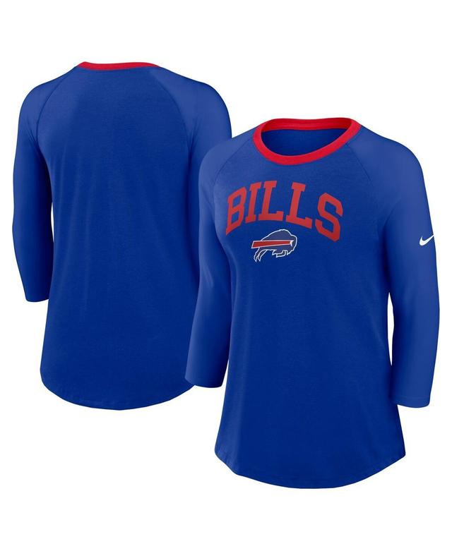 Nike Womens Royal Buffalo Bills Raglan 3/4 Sleeve T-Shirt Product Image