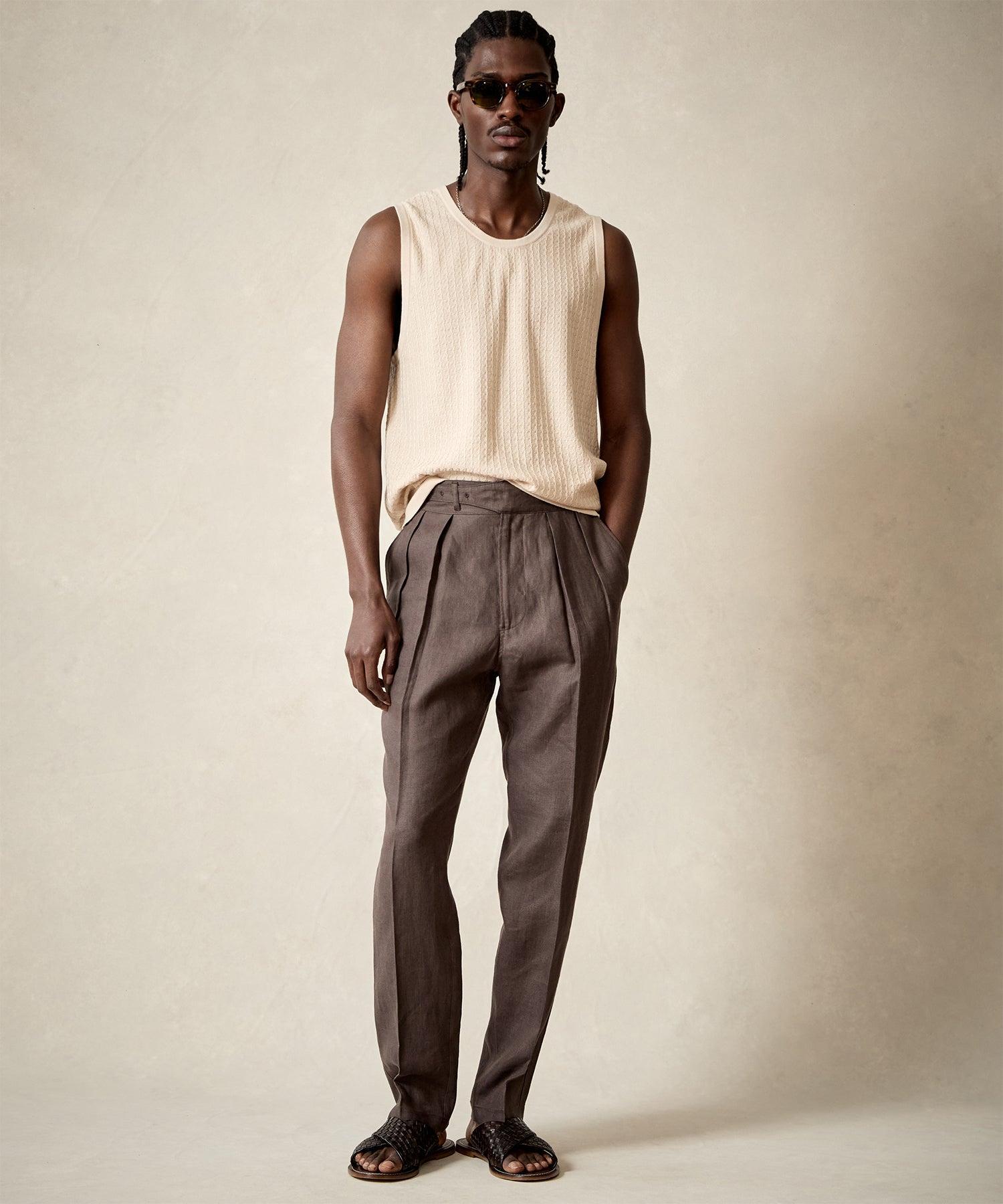 Irish Linen Gurkha Trouser in Dark Brown Product Image