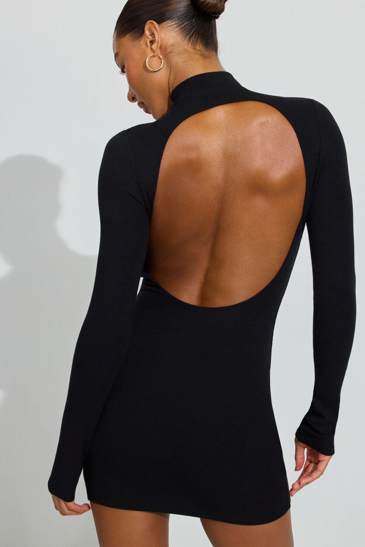 Long Sleeve Open Back Dress Product Image