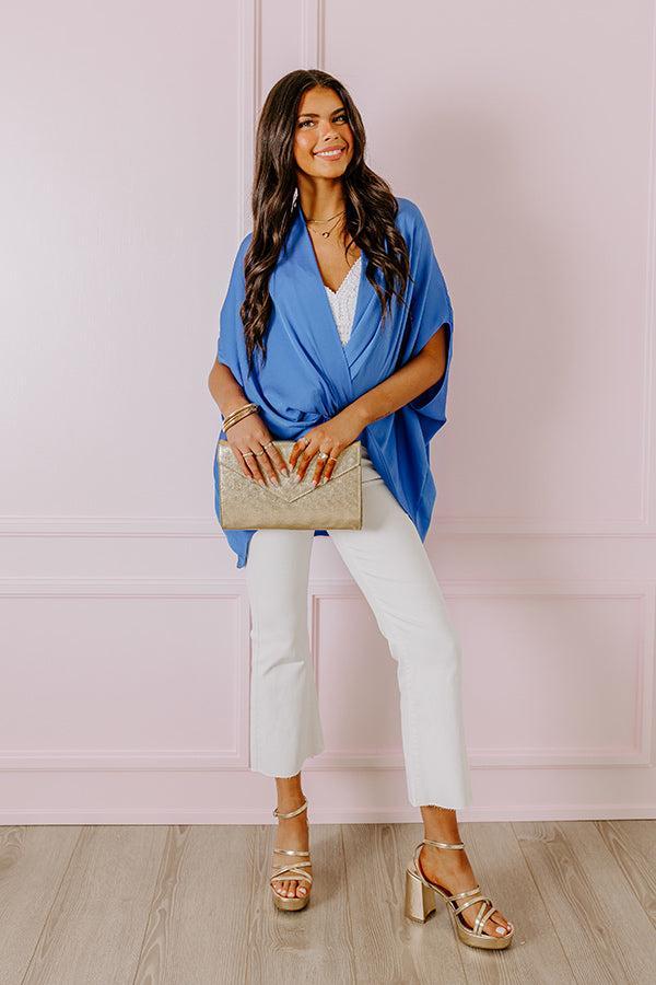 Party On The Go Surplice Top in Ocean Blue Product Image