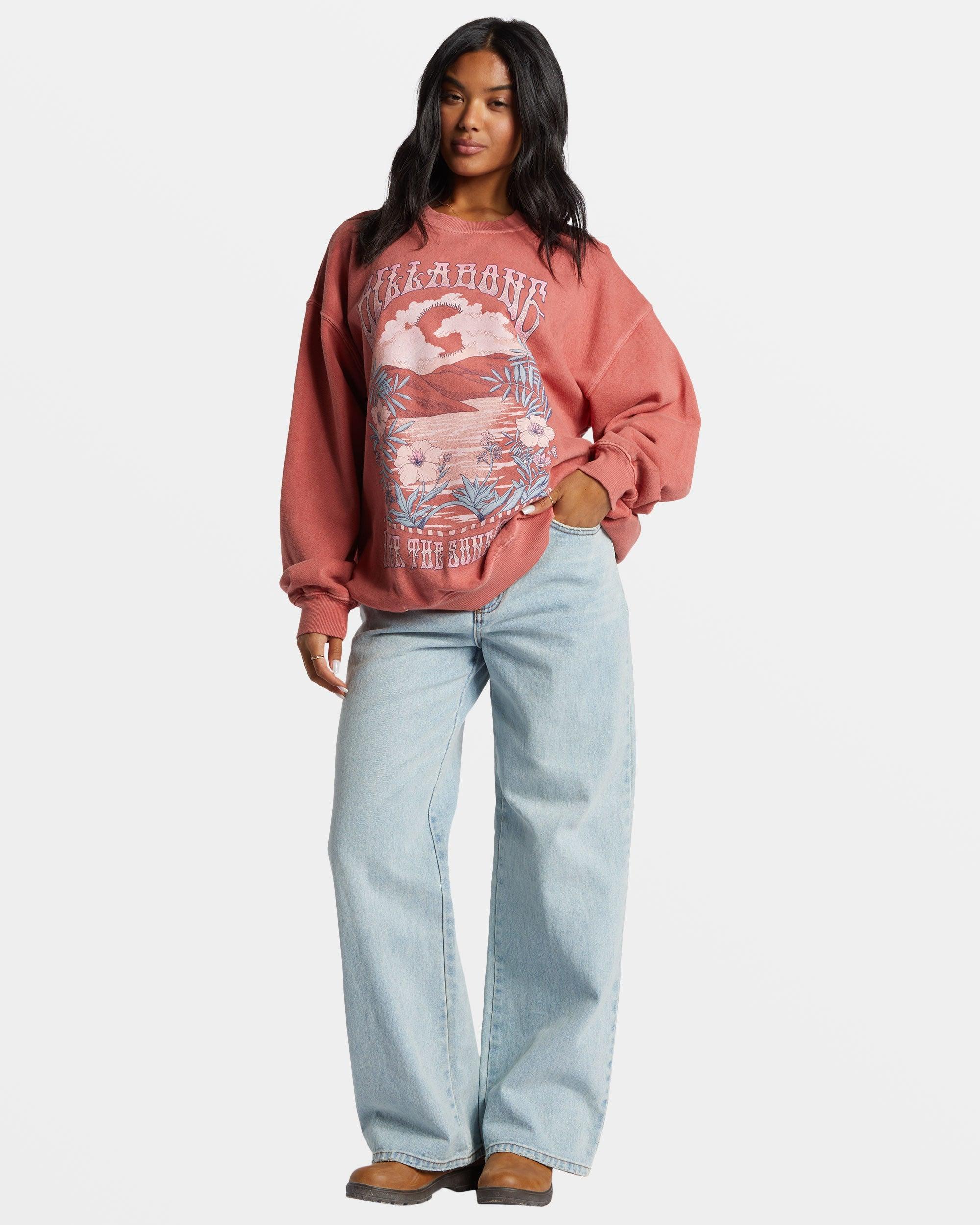 Ride In Oversized Crewneck Sweatshirt - Red Clay Female Product Image