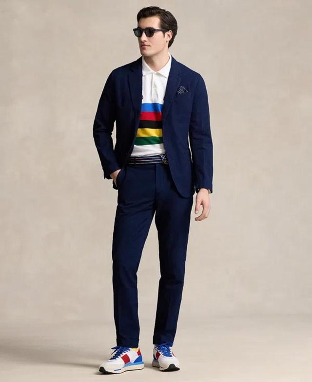 Men's Soft Seersucker Sport Coat In Bright Blue,white Product Image