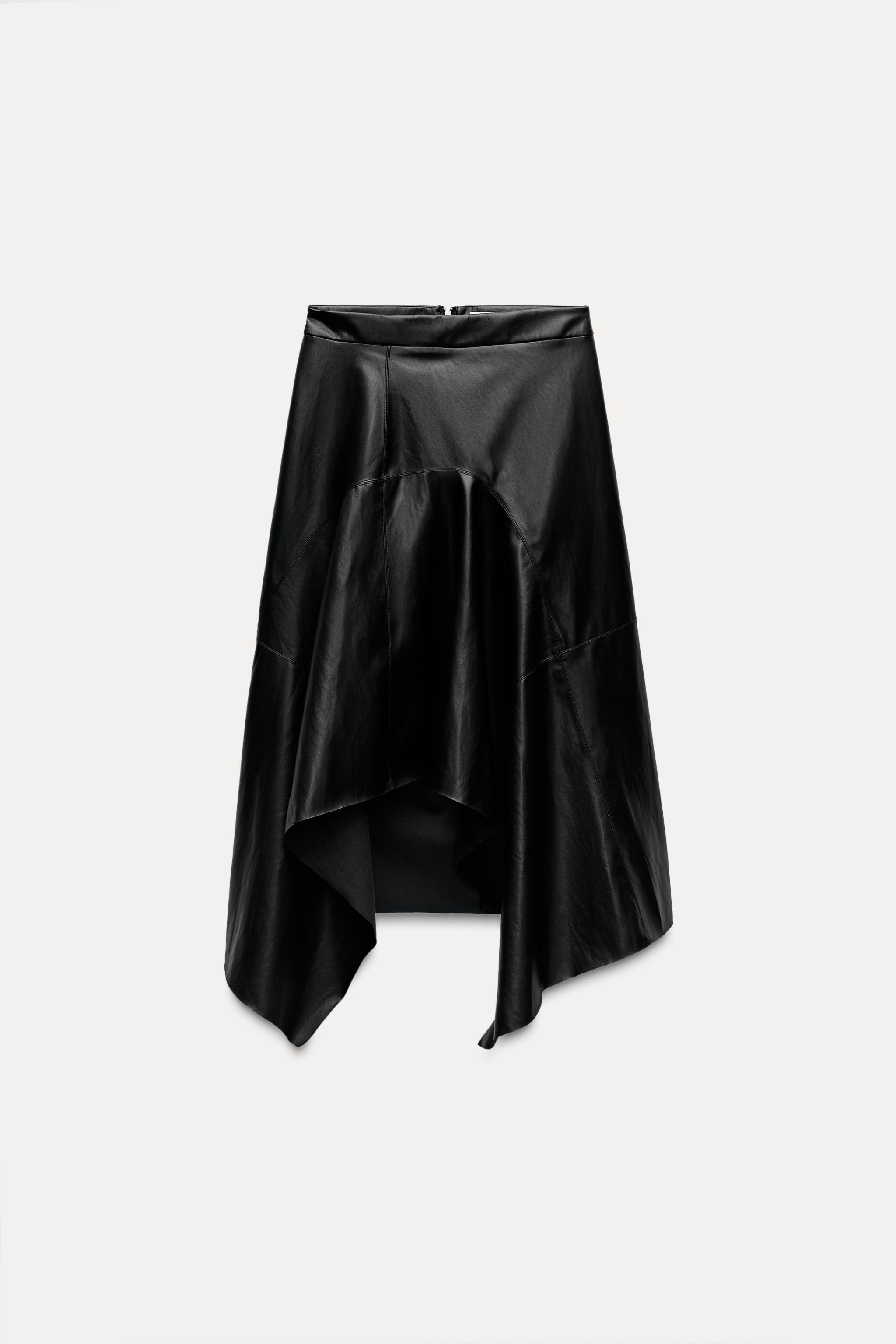 FAUX LEATHER ASYMMETRIC MIDI SKIRT ZW COLLECTION Product Image