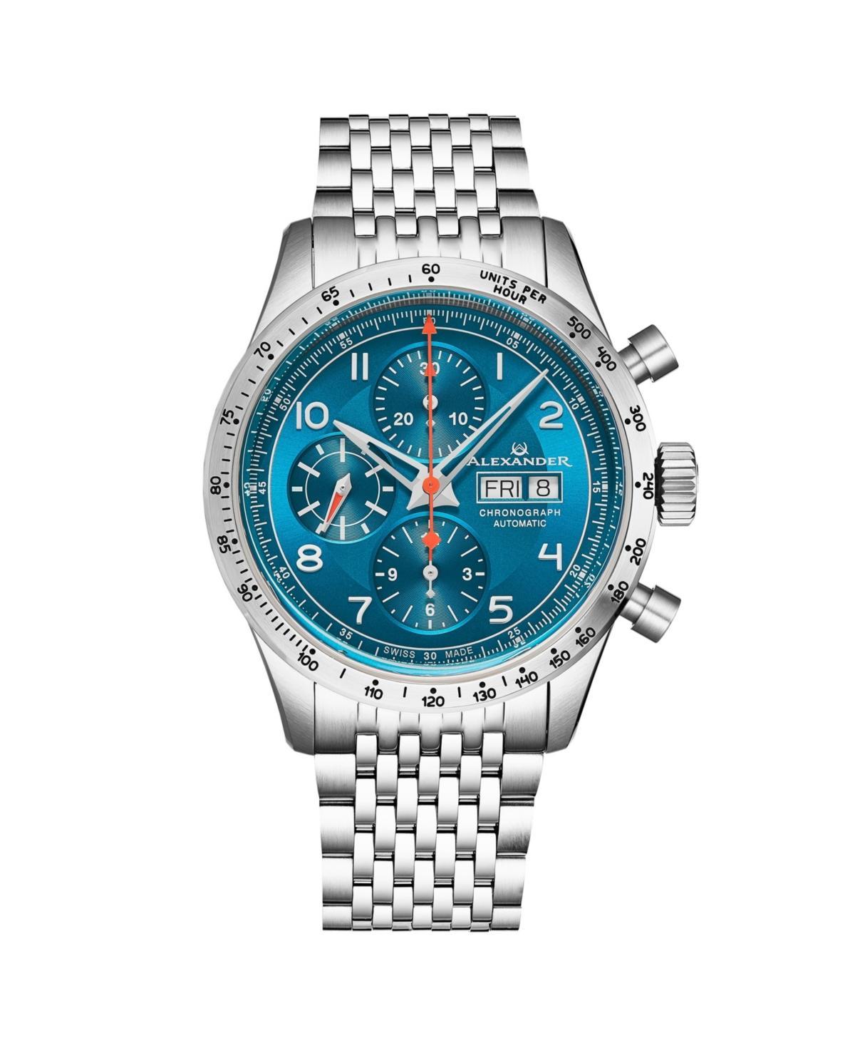 Alexander Mens Megalos Silver-tone Stainless Steel, Blue Dial, 51mm Round Watch Product Image