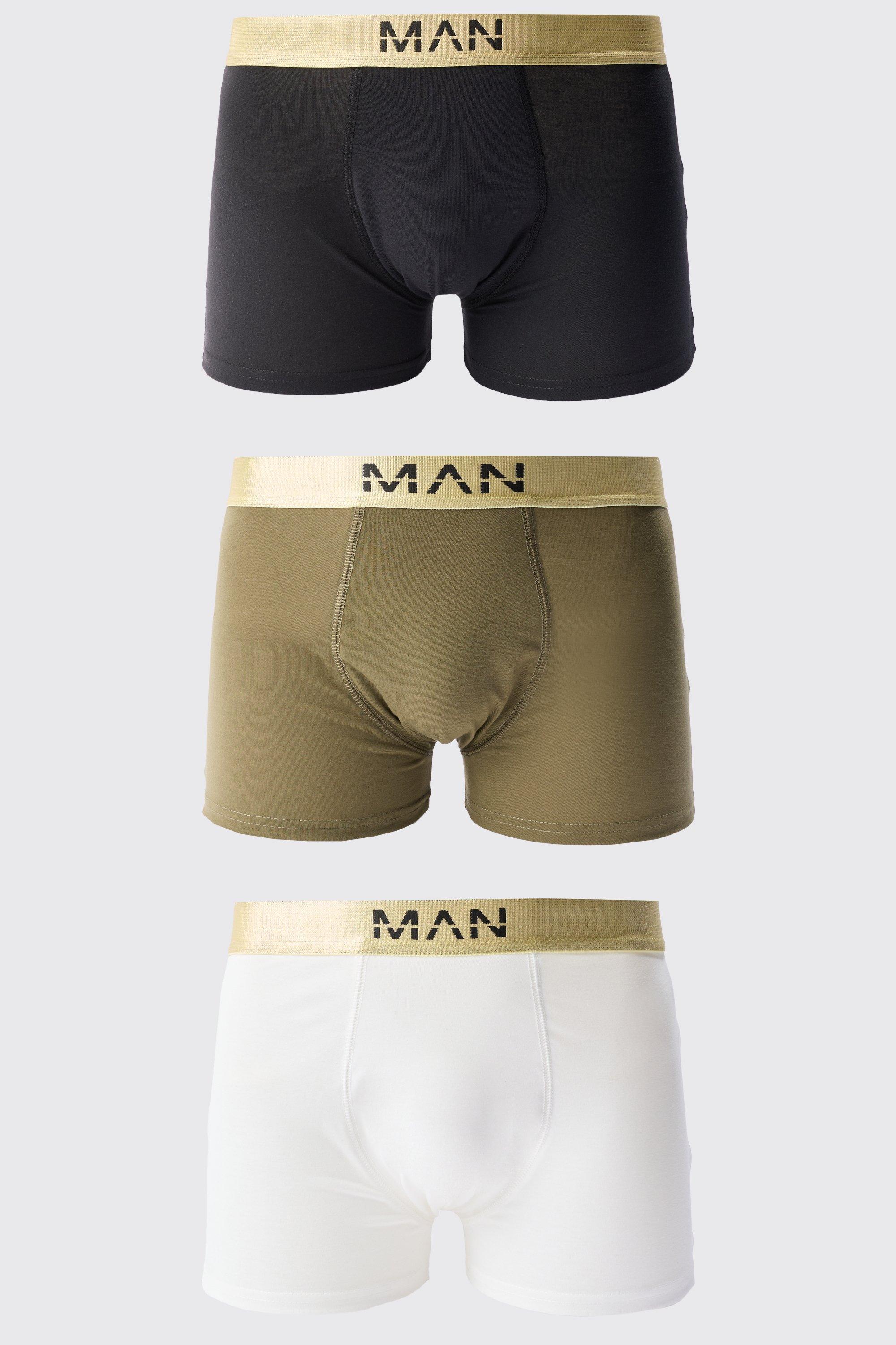 Mens Multi 3 Pack Man Dash Gold Waistband Boxers, Multi Product Image