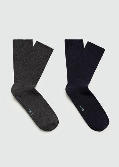 MANGO MAN - Pack of 2 ribbed cotton socks dark navyMen Product Image