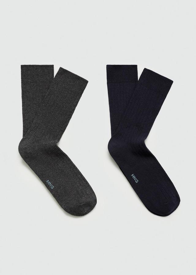 Pack of 2 ribbed cotton socks - Men | MANGO USA Product Image