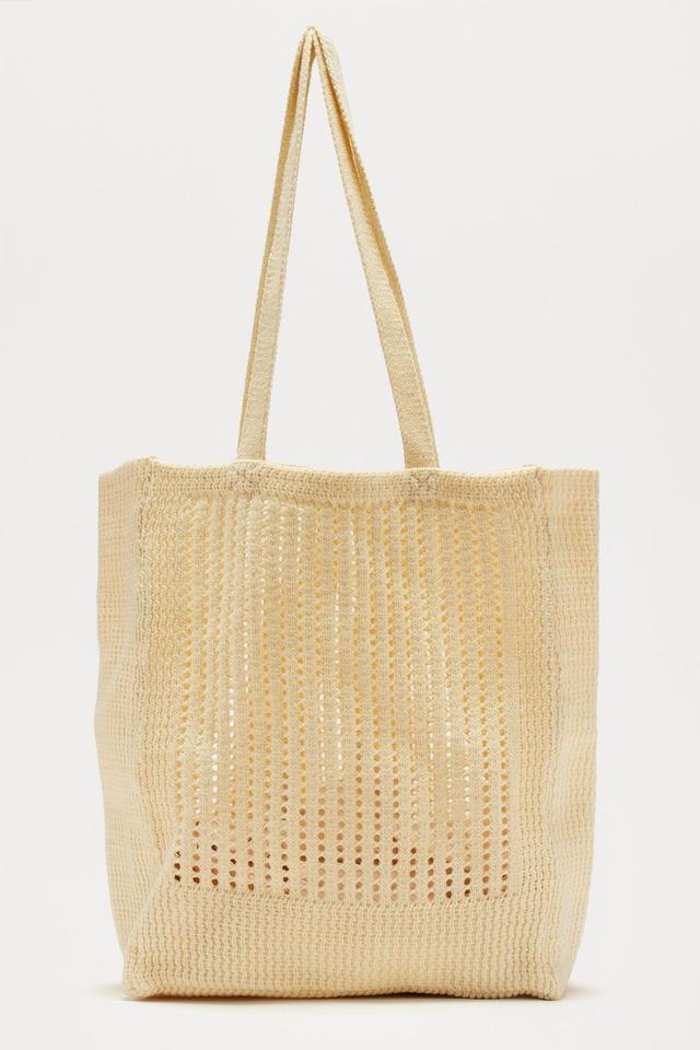 Crochet Flat Tote Bag - Cream Product Image