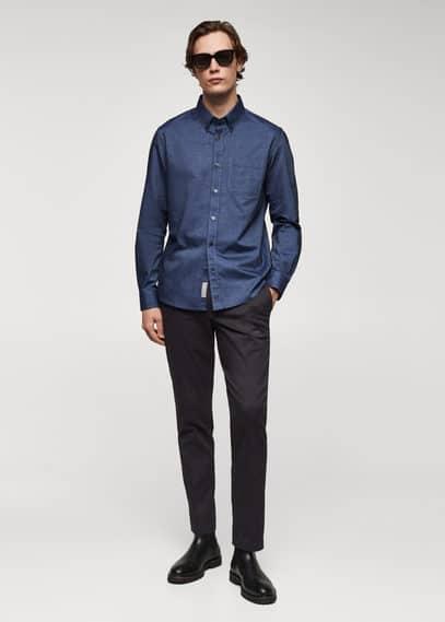 MANGO MAN - Regular fit Oxford cotton shirt indigo blueMen Product Image