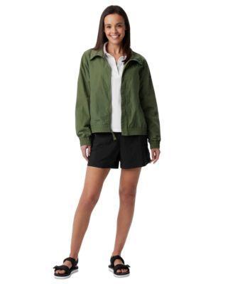 Columbia Womens Time Is Right Windbreaker Trek Collared Long Sleeve Top Sandy River Water Repellent Shorts Product Image