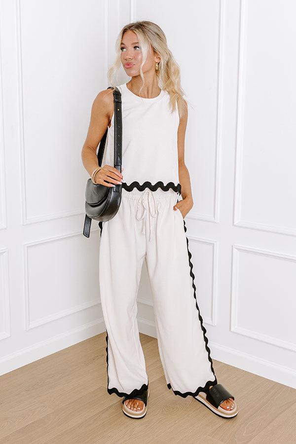 Urban Chic High Waist Wide Leg Pants in Cream Product Image