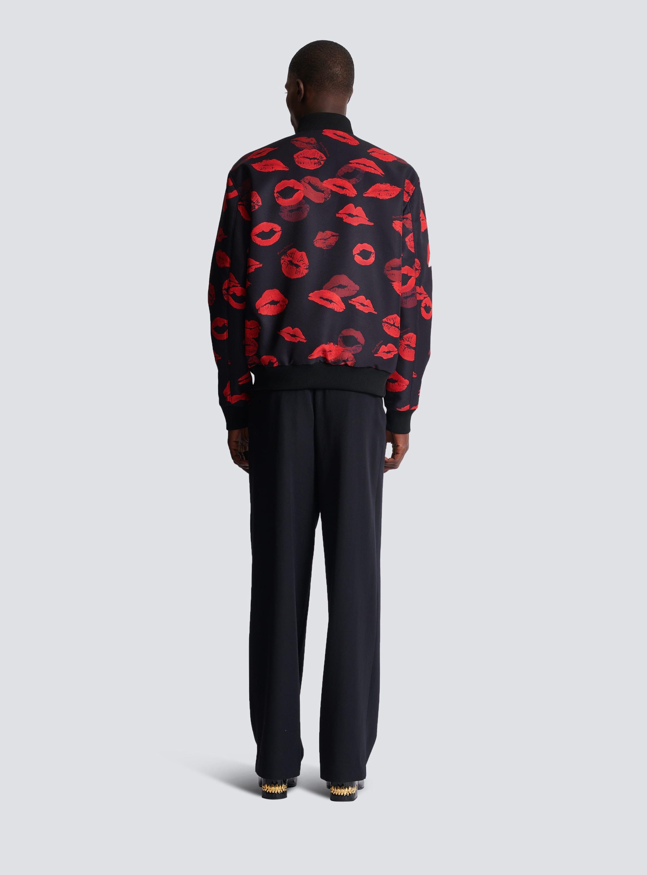 Reversible bomber jacket in plain and Kiss-print nylon Product Image