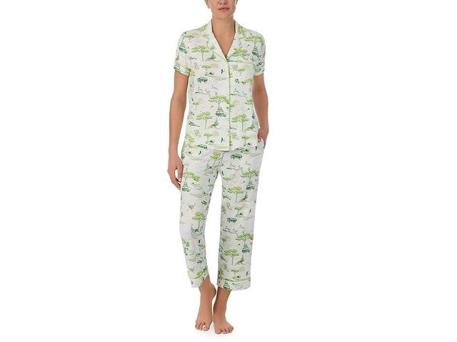 Kate Spade New York Cropped Short Sleeve PJ Set (Safari) Women's Pajama Sets Product Image