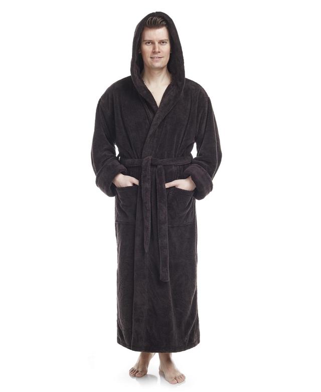 Arus Mens Soft Fleece Robe, Ankle Length Hooded Turkish Bathrobe Product Image