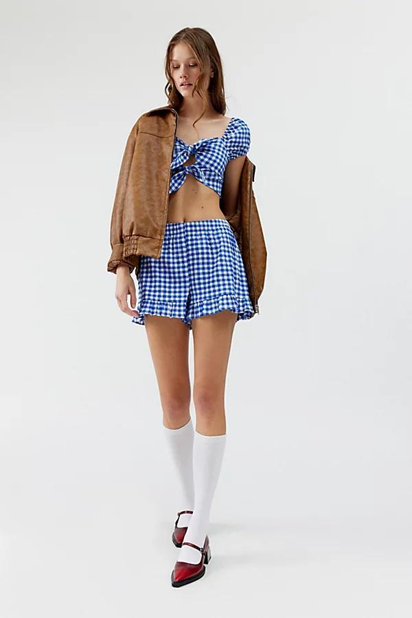 Urban Renewal Remnants Gingham Ruffle Pull-On Short Womens at Urban Outfitters Product Image