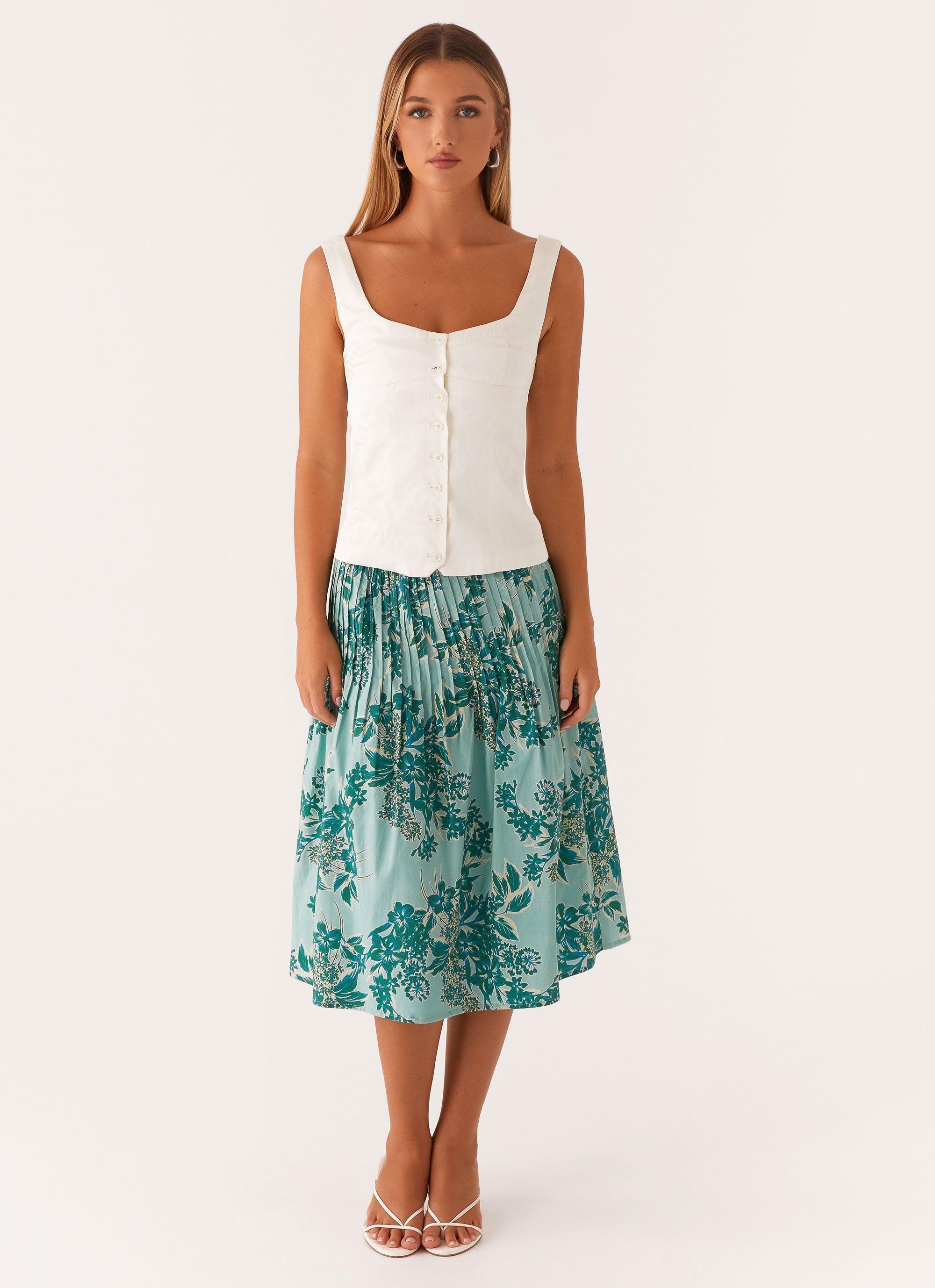 Dreamscape Midi Skirt - Cloud Nine Floral Product Image