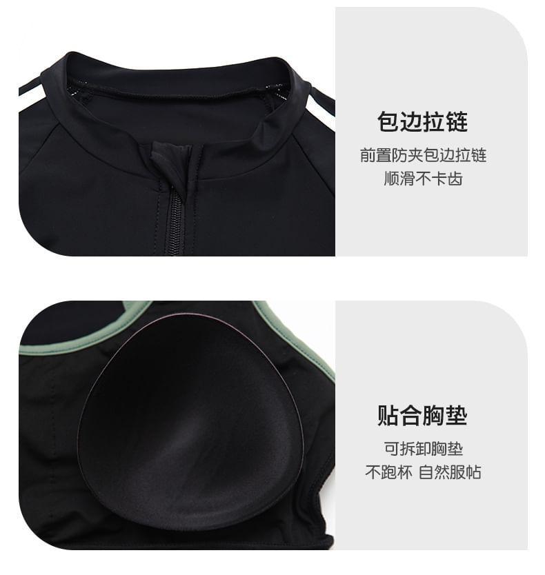 Set: Long-Sleeve Rashguard Top + Swim Pants + Bottom + Bikini Top Product Image