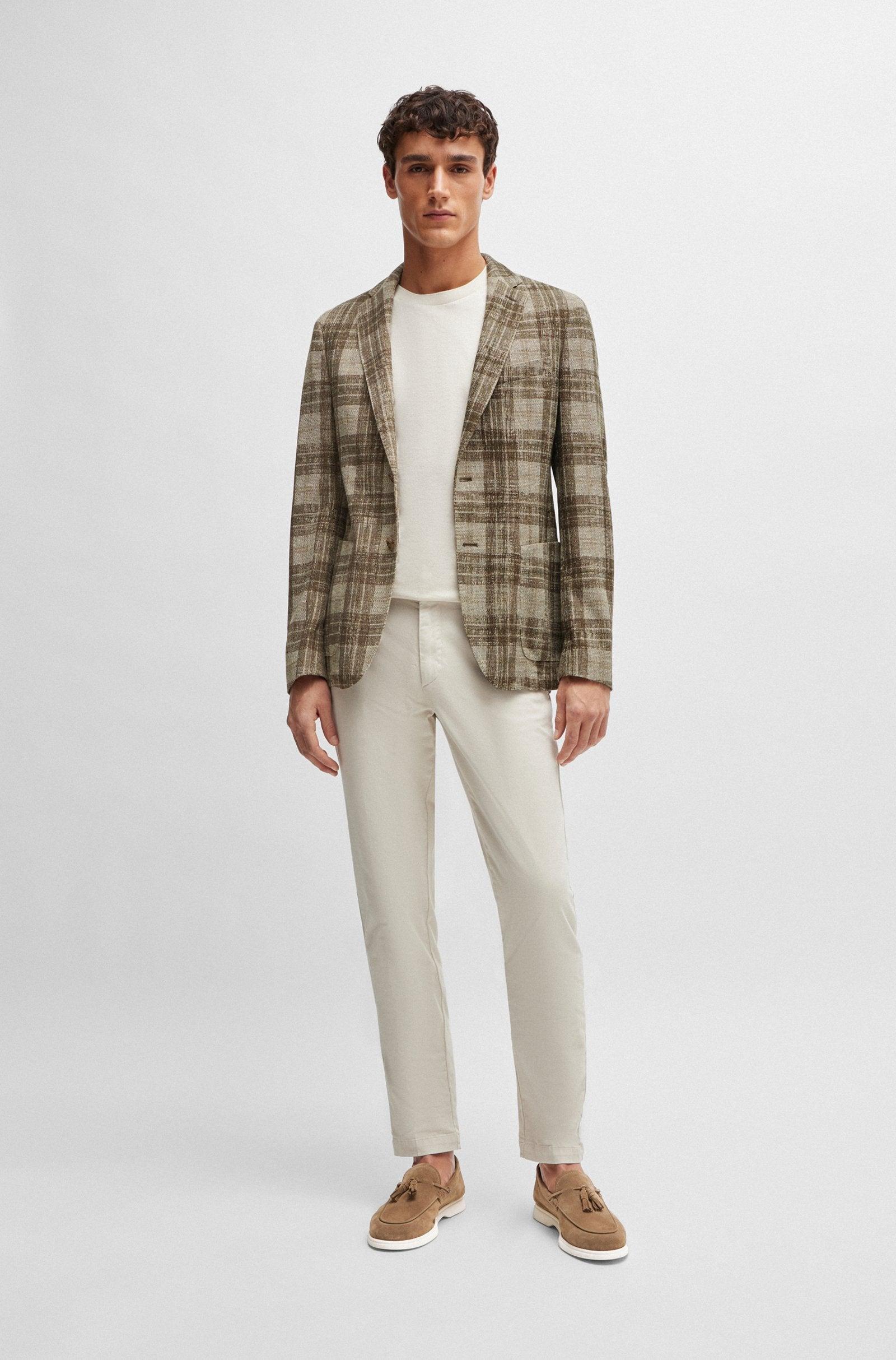 Boss Slim-Fit Jacket in Checked Stretch Jersey Product Image