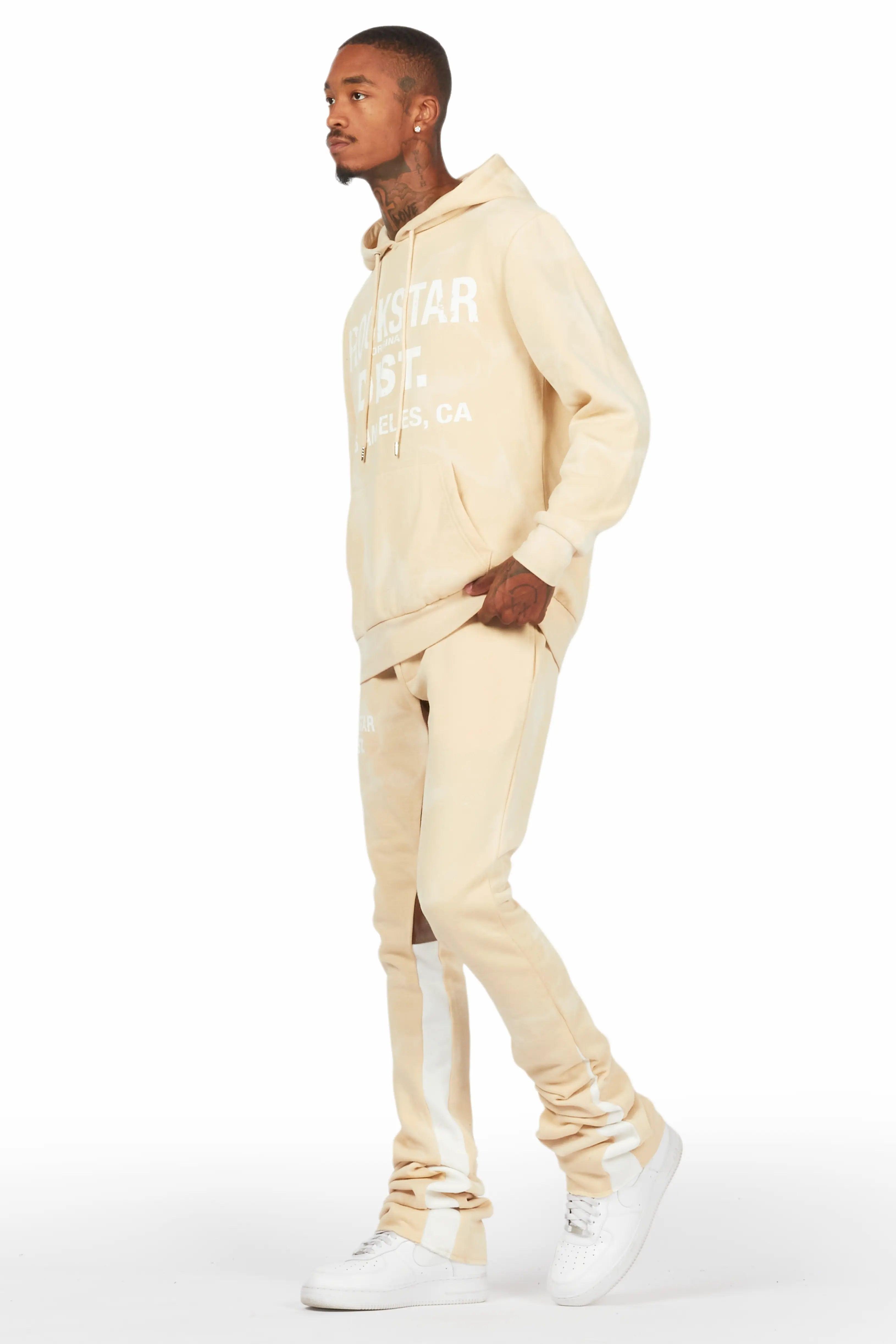 Nelly Beige Hoodie/Super Stacked Flare Pant Set Male Product Image