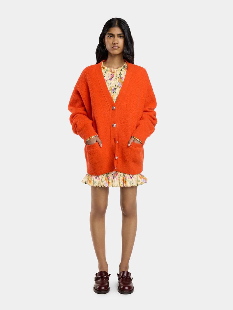 ORANGE OVERSIZED WOOL CARDIGAN Product Image