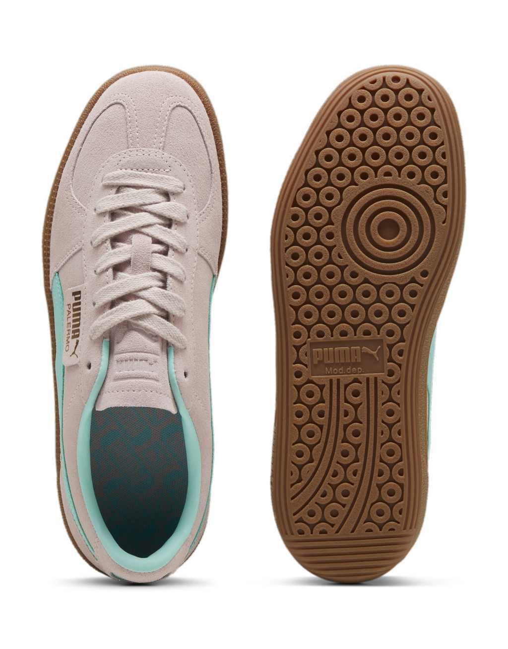 PUMA Palermo sneakers with gum soles in pink and blue Product Image