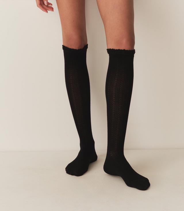 COLLÉGIEN POINTELLE KNEE HIGH SOCK -- NOIR DE CHARBON Product Image