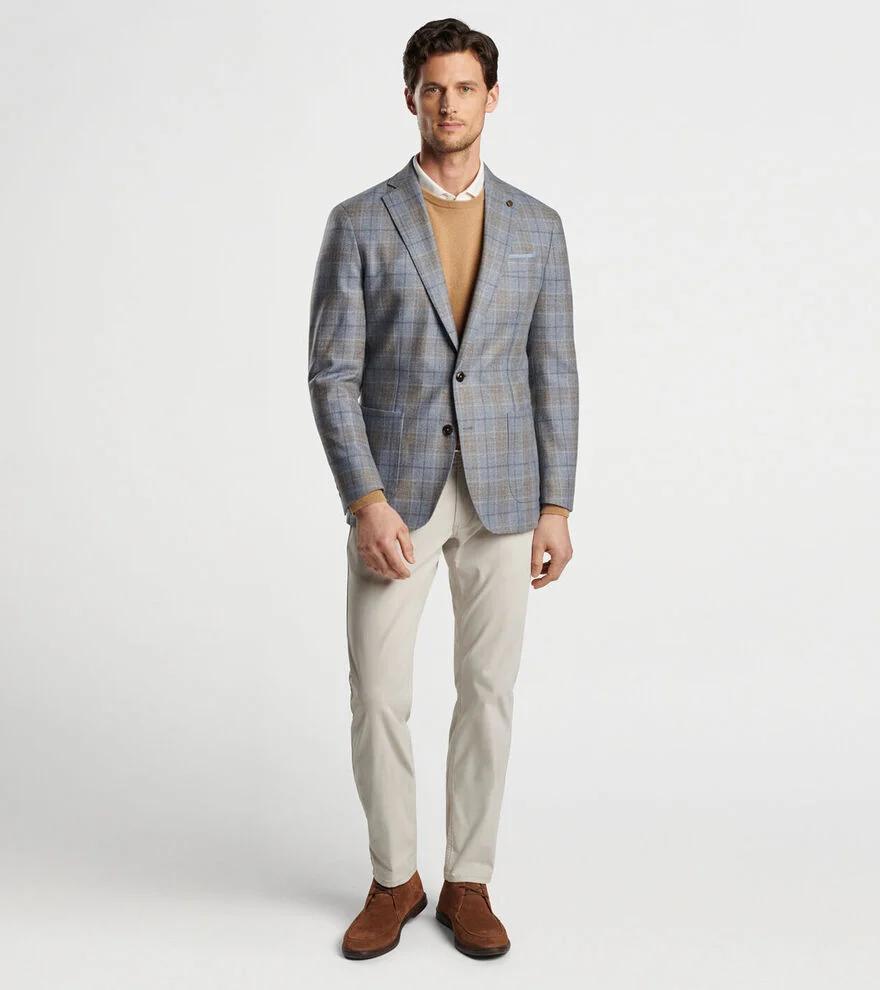 Peter Millar Mens Callan Plaid Soft Jacket | Color: Blue Pearl | Size: 44 Product Image