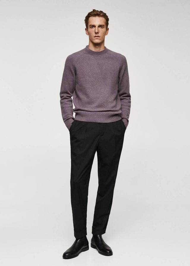 MANGO MAN - Knitted sweater with ribbed details lavenderMen Product Image