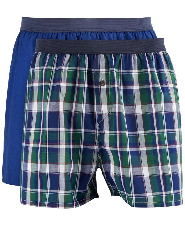 Club Room Mens 2-pk. Buffalo Check & Solid Boxer Shorts, Created for Macys Product Image